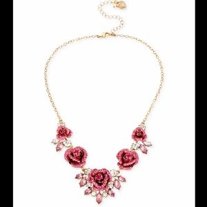 🆕Betsey Johnson Gold-Tone Glitter Rose Necklace